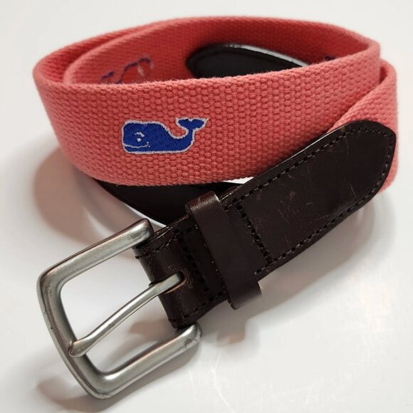 Vineyard Vines Embroidered Whales Canvas Club Belt - Picture 1 of 3